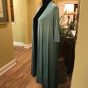 Cardigan Duster Variegated Green with bling.